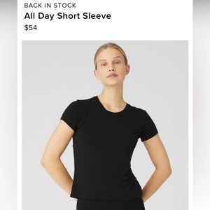 Alo “All Day short sleeve” black workout top women’s LIKE NEW size small